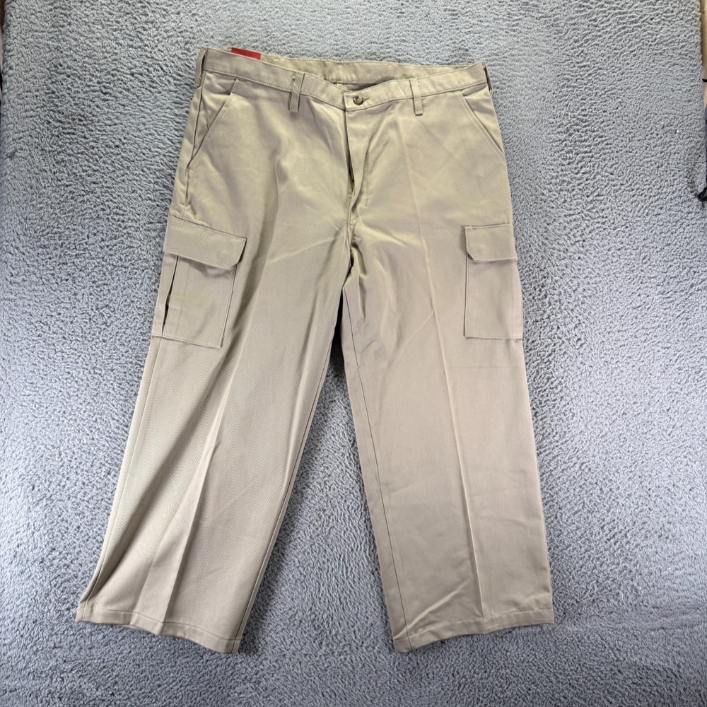 Red Kap Pant Mens 38x27 Beige Cotton Twill Cargo Straight Leg Workwear Utility
